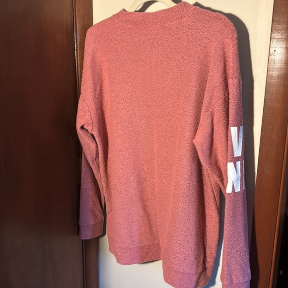 Victorias Secret PINK red white long sleeve sweatshirt top cotton oversized M - Picture 8 of 10